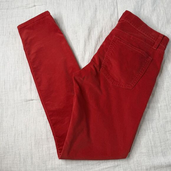 Gap 1969 Women's Red Corduroy Slim Leg Pants Size 26r Holiday Legging Low Rise - Picture 1 of 15